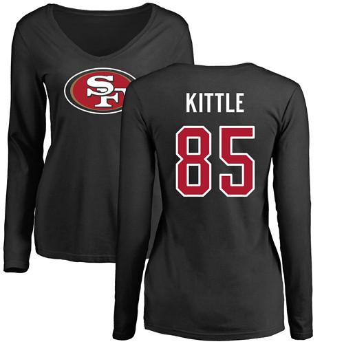 San Francisco 49ers Black Women George Kittle Name and Number Logo #85 Long Sleeve